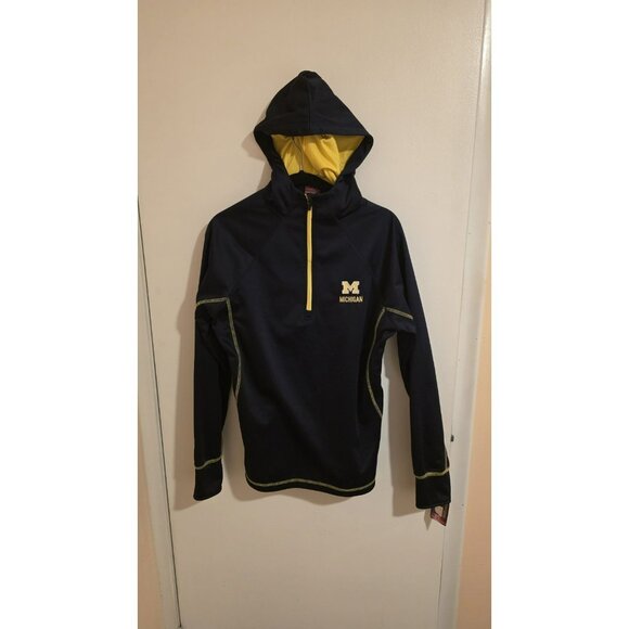 Colosseum Michigan Quarter Zip Hoodie Wolverines Womens XL Blue Maze Fan NWT - Picture 1 of 12